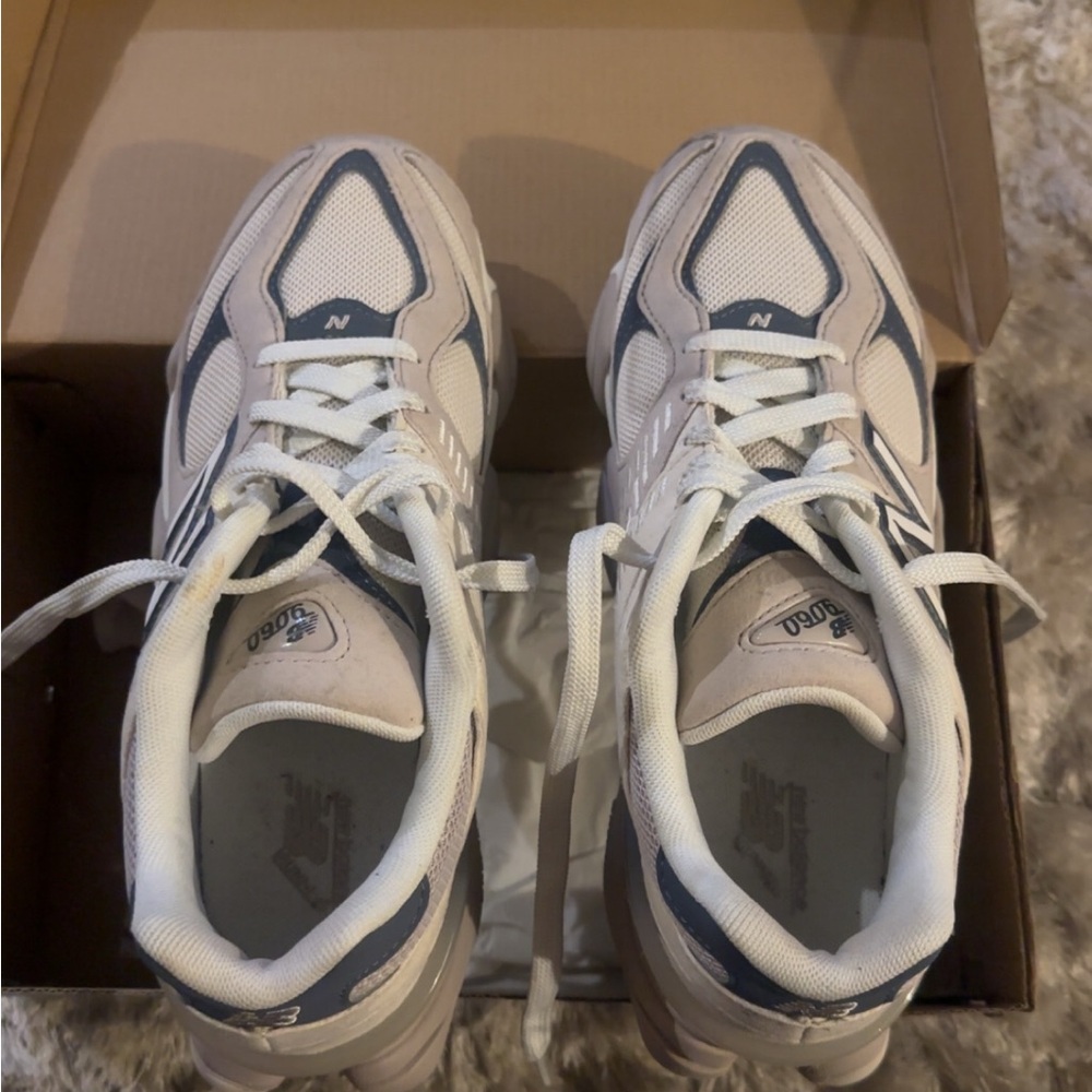 New Balance Cream and Gray Athletic Shoes - Picture 3 of 6